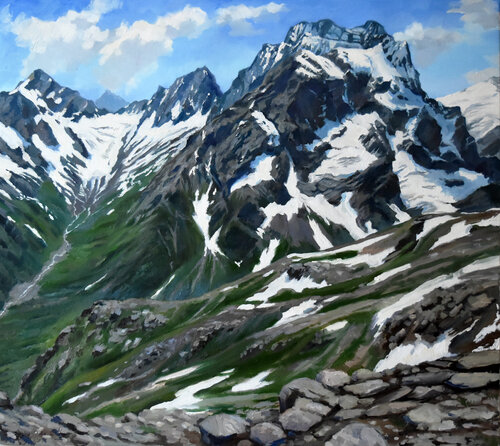 Mountains landscape II by Serghei Ghetiu, Painting for Sale on Select