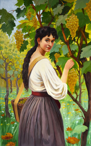 Grape picker by Serghei Ghetiu, Painting for Sale on Select