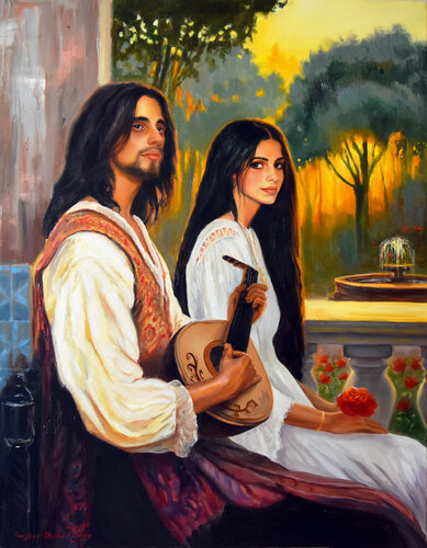 The Troubadour's Love by Serghei Ghetiu, Painting for Sale on Select
