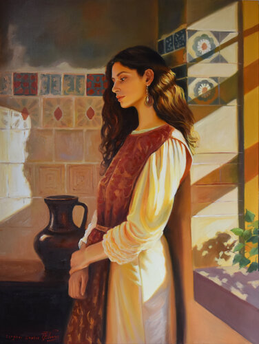 A sadness of Maria Magdalena by Serghei Ghetiu, Painting for Sale on Select