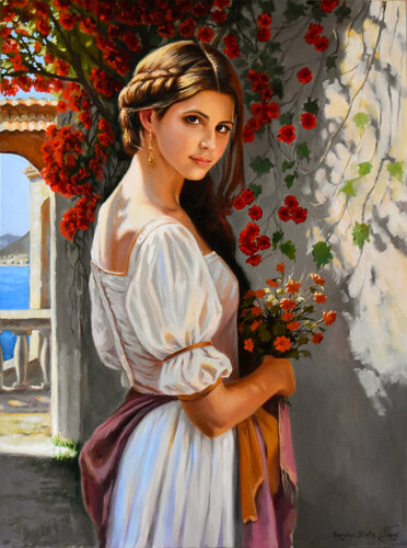 The Mediterranean girl III by Serghei Ghetiu, Painting for Sale on Select