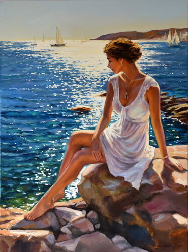 The Mediterranean noon III by Serghei Ghetiu, Painting for Sale on Select