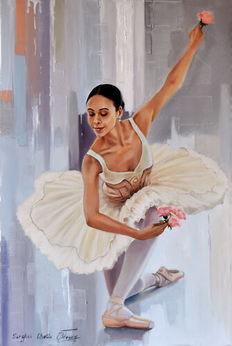 Dancing with flowers by Serghei Ghetiu, Painting for Sale on Select