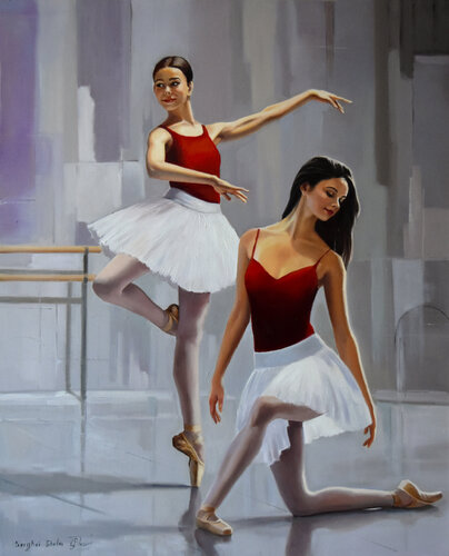 Girls who love ballet by Serghei Ghetiu, Painting for Sale on Select