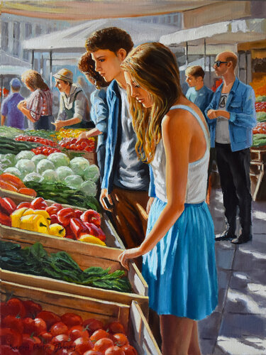 Om the market by Serghei Ghetiu, Painting for Sale on Select
