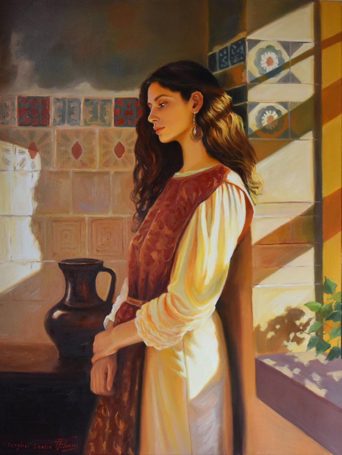 A sadness of Maria Magdalena Serghei Ghetiu Original painting for sale