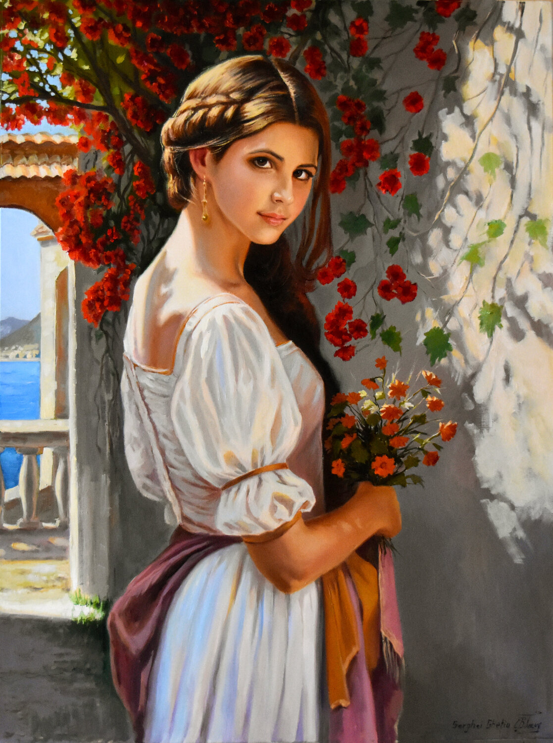 The Mediterranean girl III Serghei Ghetiu Original painting for sale