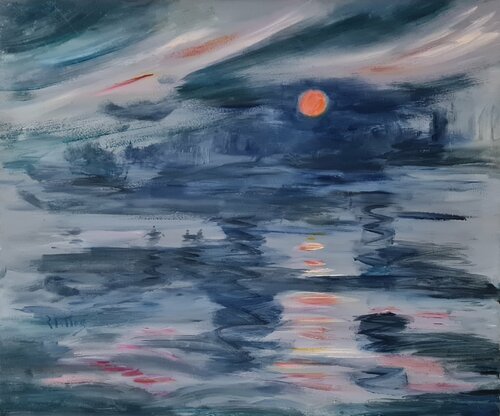 ATARDECER EN LA COSTA (homenaje a Claude Monet) by Rosario De Mattos, Painting for Sale on Select