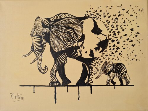 SU DESTINO : NUESTRO DESTINO 24 5 Elefante by Rosario De Mattos, Painting for Sale on Select