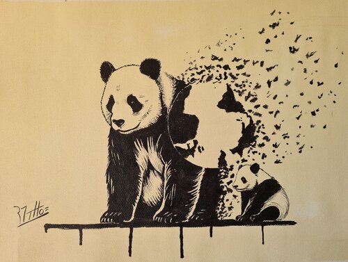 SU DESTINO : NUESTRO DESTINO 24 10 (OSO PANDA ,EXTINCIÓN DE LOS ANIMALES) by Rosario De Mattos, Painting for Sale on Select