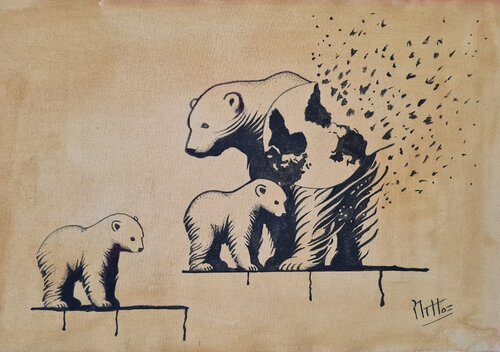 SU DESTINO: NUESTRO DESTINO 25 6 (Extinción del Oso polar) by Rosario De Mattos, Painting for Sale on Select