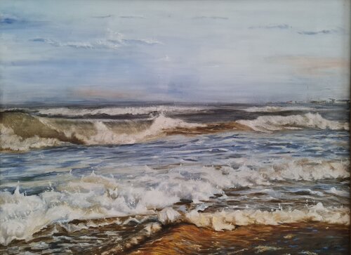 MARINA: Olas en la orilla 3 by Rosario De Mattos, Painting for Sale on Select