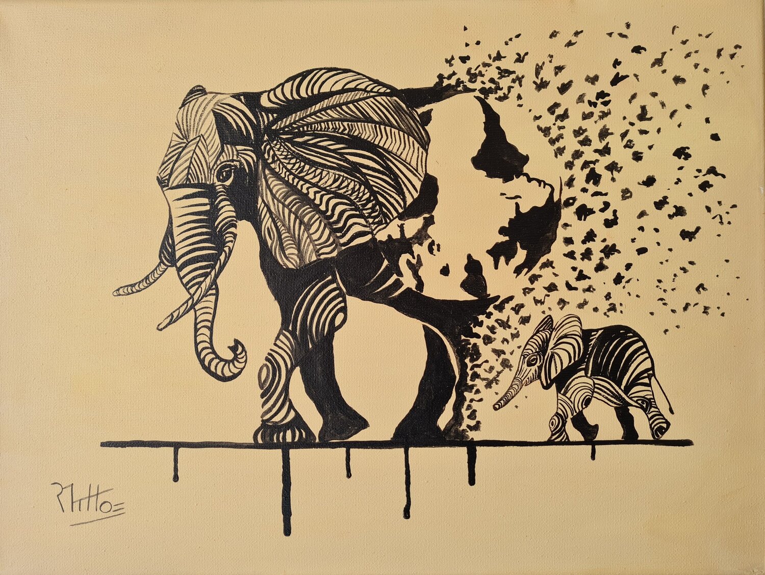 SU DESTINO : NUESTRO DESTINO 24 5 Elefante Rosario De Mattos Original painting for sale