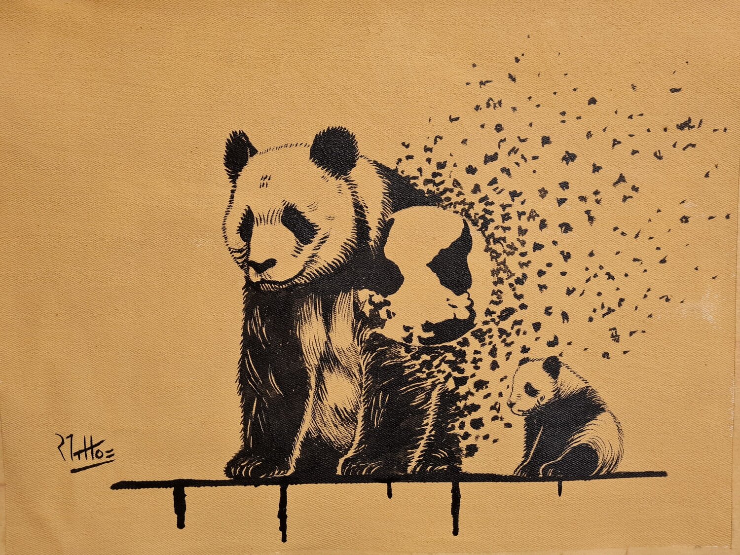 SU DESTINO: NUESTRO DESTINO 24 8 (,EXTINCIÓN DE LOS ANIMALES, PANDA BEAR) Rosario De Mattos Original painting for sale