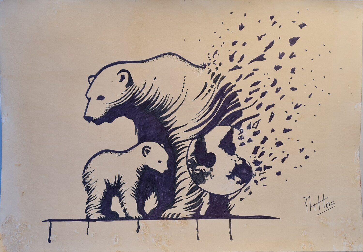 SU DESTINO: NUESTRO DESTINO 25 5 (Extinción del Oso polar) Rosario De Mattos Original painting for sale