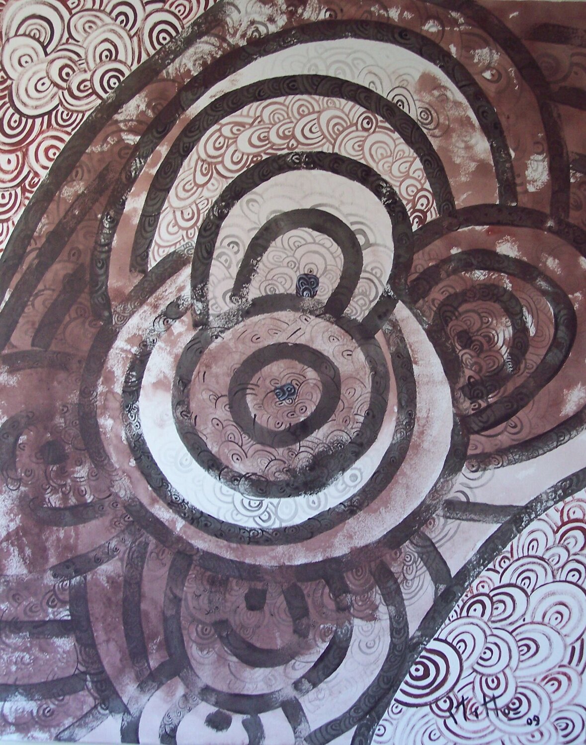 Abstracto  09-7 "El microcosmos es como el macrocosmos". Rosario De Mattos Original painting for sale