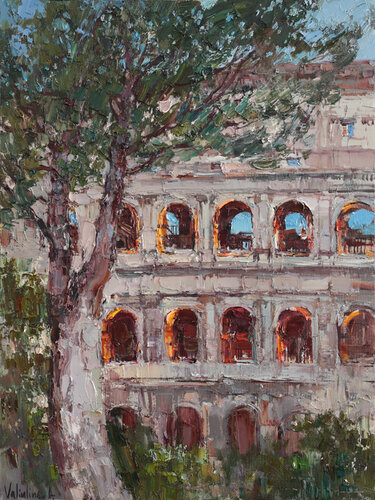 Evening Glow of the Colosseum by Anastasiya Valiulina, Painting for Sale on Select
