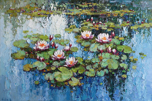White Water Lilies by Anastasiya Valiulina, Painting for Sale on Select
