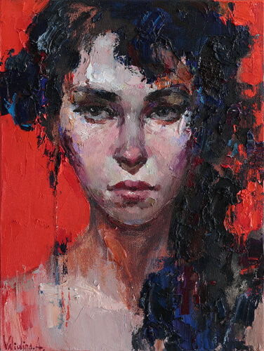 Her Gaze – Abstract Portrait by Anastasiya Valiulina, Painting for Sale on Select