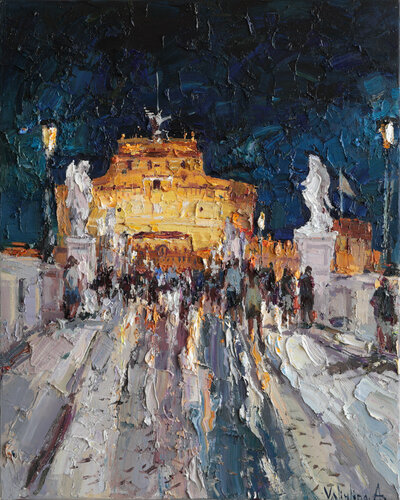Castel Sant'Angelo at Night, Rome von Anastasiya Valiulina, Malerei kaufen auf Select