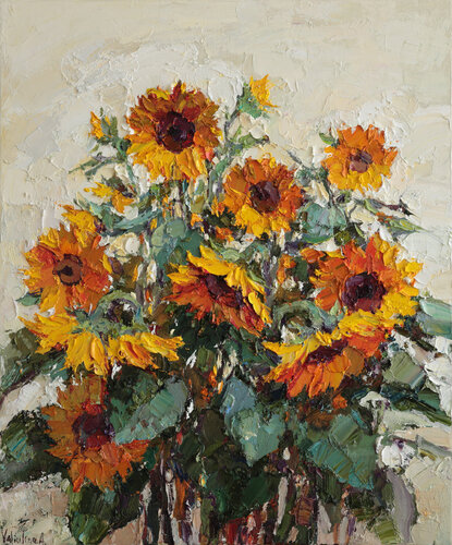 Golden Sunflowers von Anastasiya Valiulina, Malerei kaufen auf Select