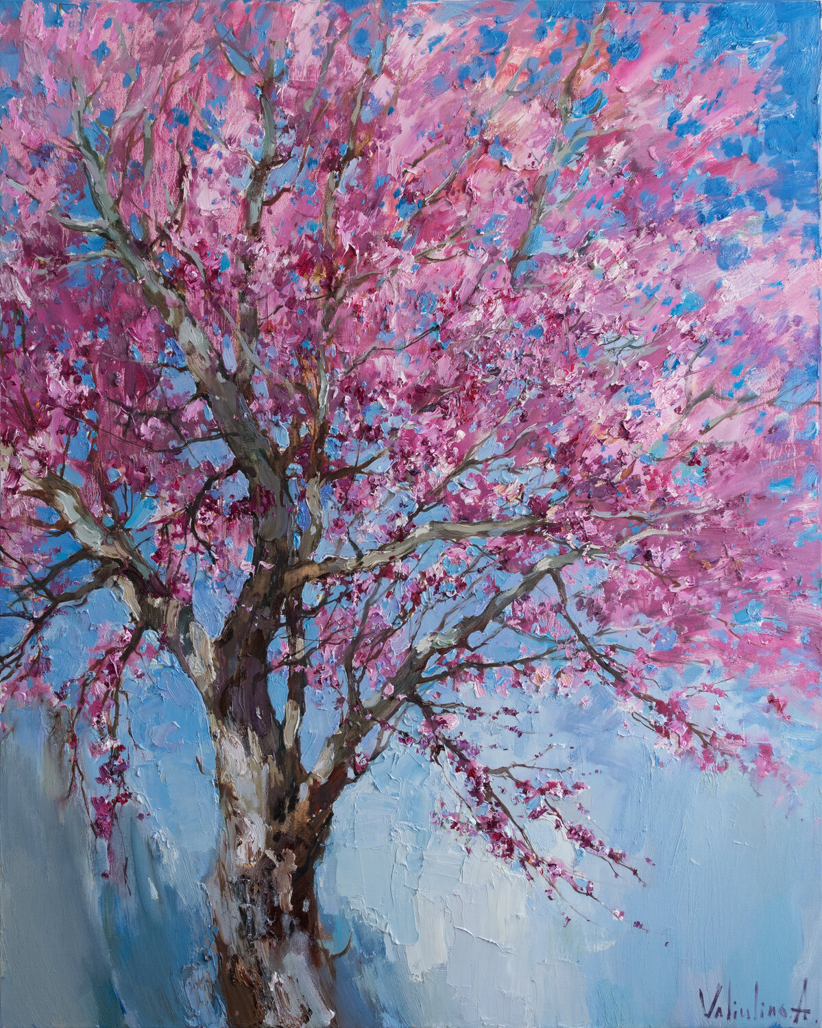 Flowering tree Original oil painting Anastasiya Valiulina Original painting for sale