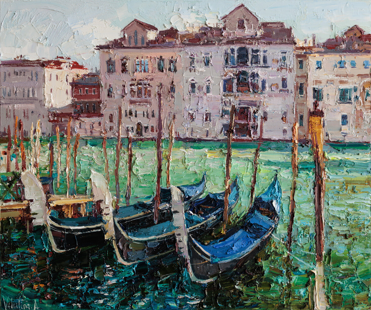 Gondolas in Venice Anastasiya Valiulina Original painting for sale
