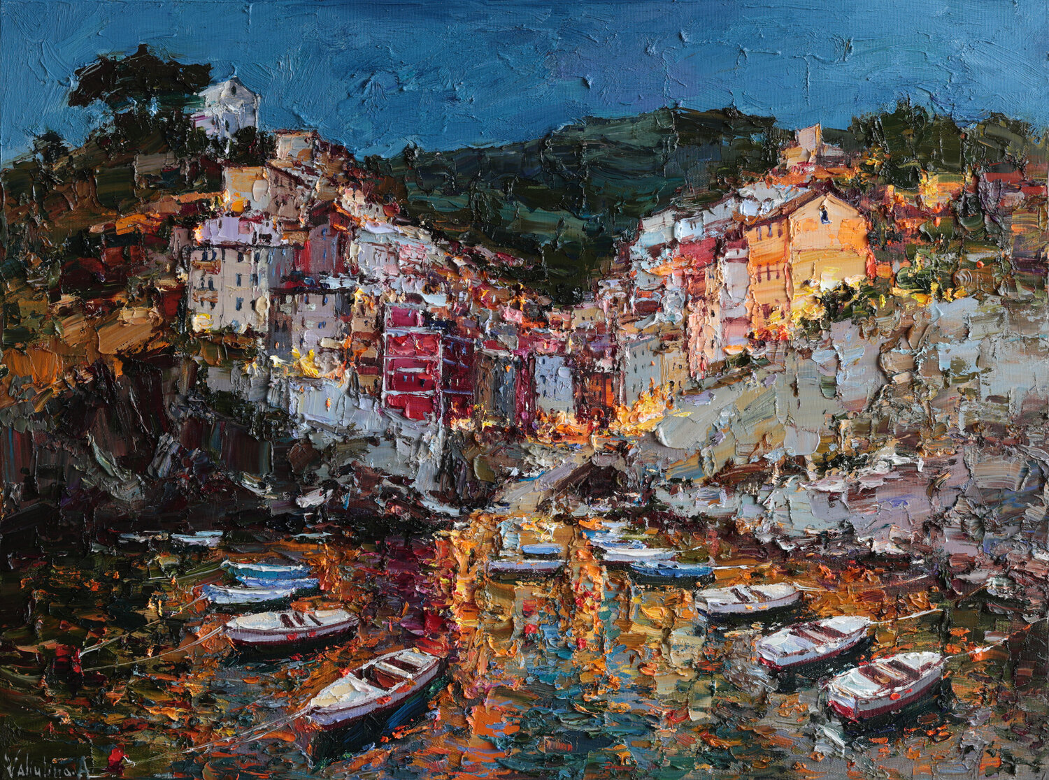 Glow of Riomaggiore Anastasiya Valiulina Original painting for sale