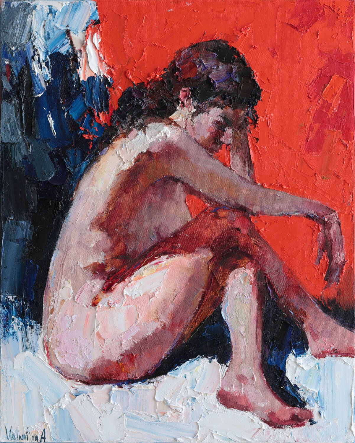 Seated Woman in Stillness Anastasiya Valiulina Original painting for sale
