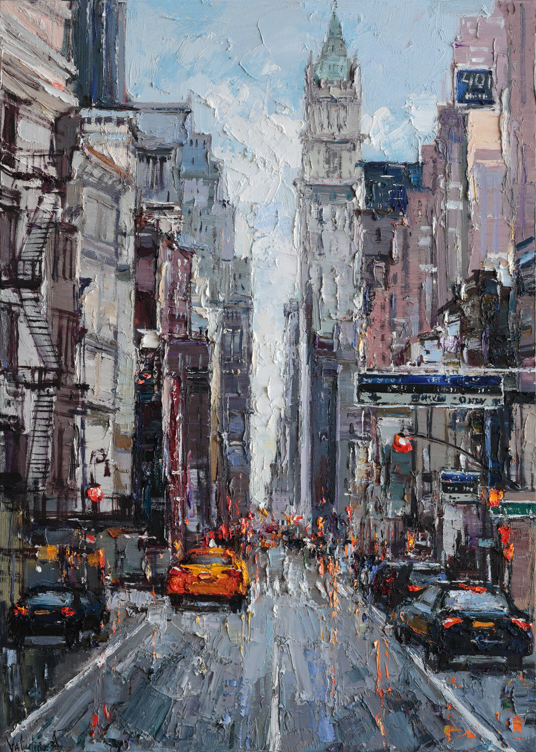 City Street Reflections Anastasiya Valiulina Original painting for sale