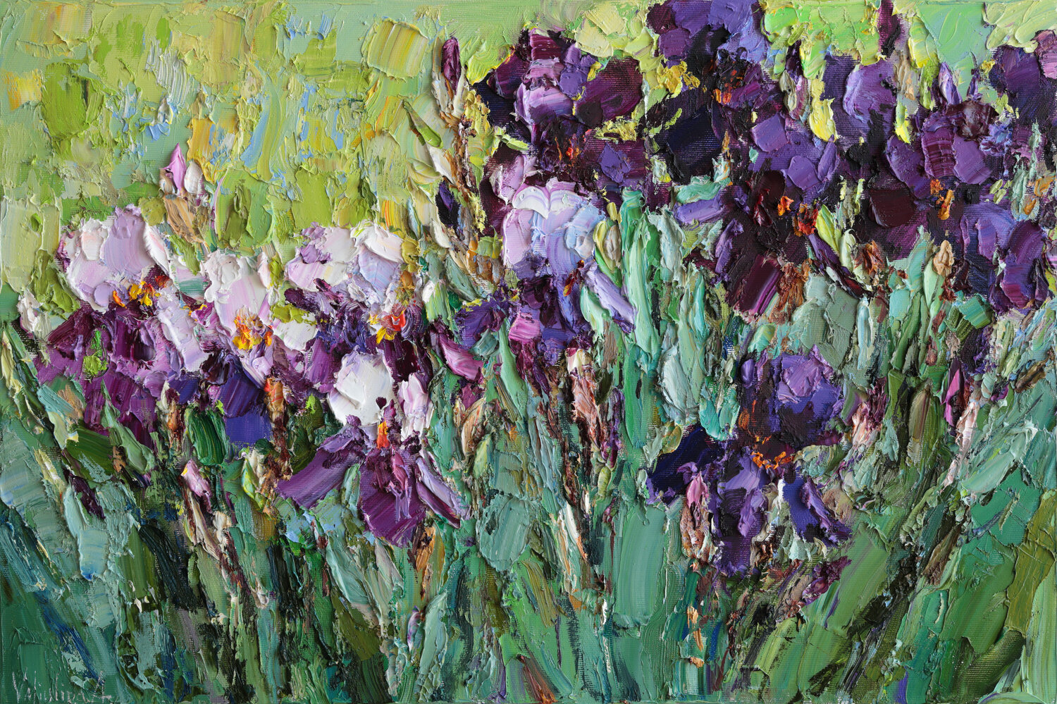 Blooming Irises Anastasiya Valiulina Original painting for sale