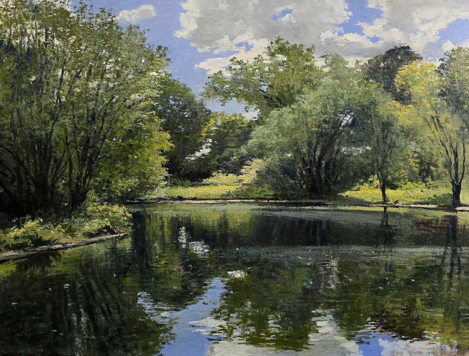 SUNDAY ON THE RIVER Michael Compton Original painting for sale