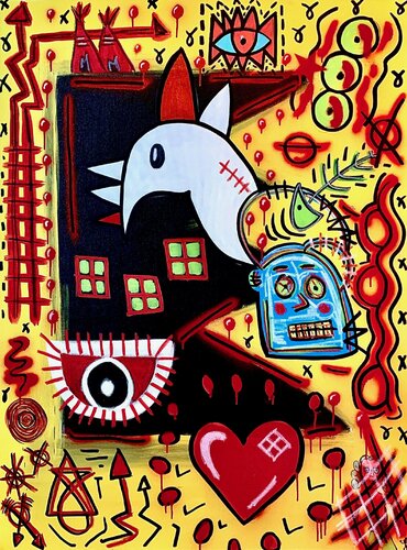 YEAR OF THE ROOSTER by Virginia Valère, Painting for Sale on Select