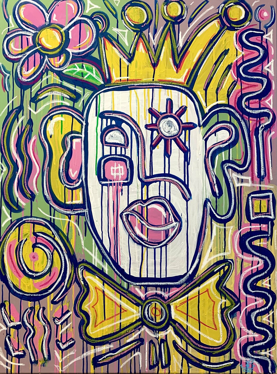 The king Clown Virginia Valère Original painting for sale