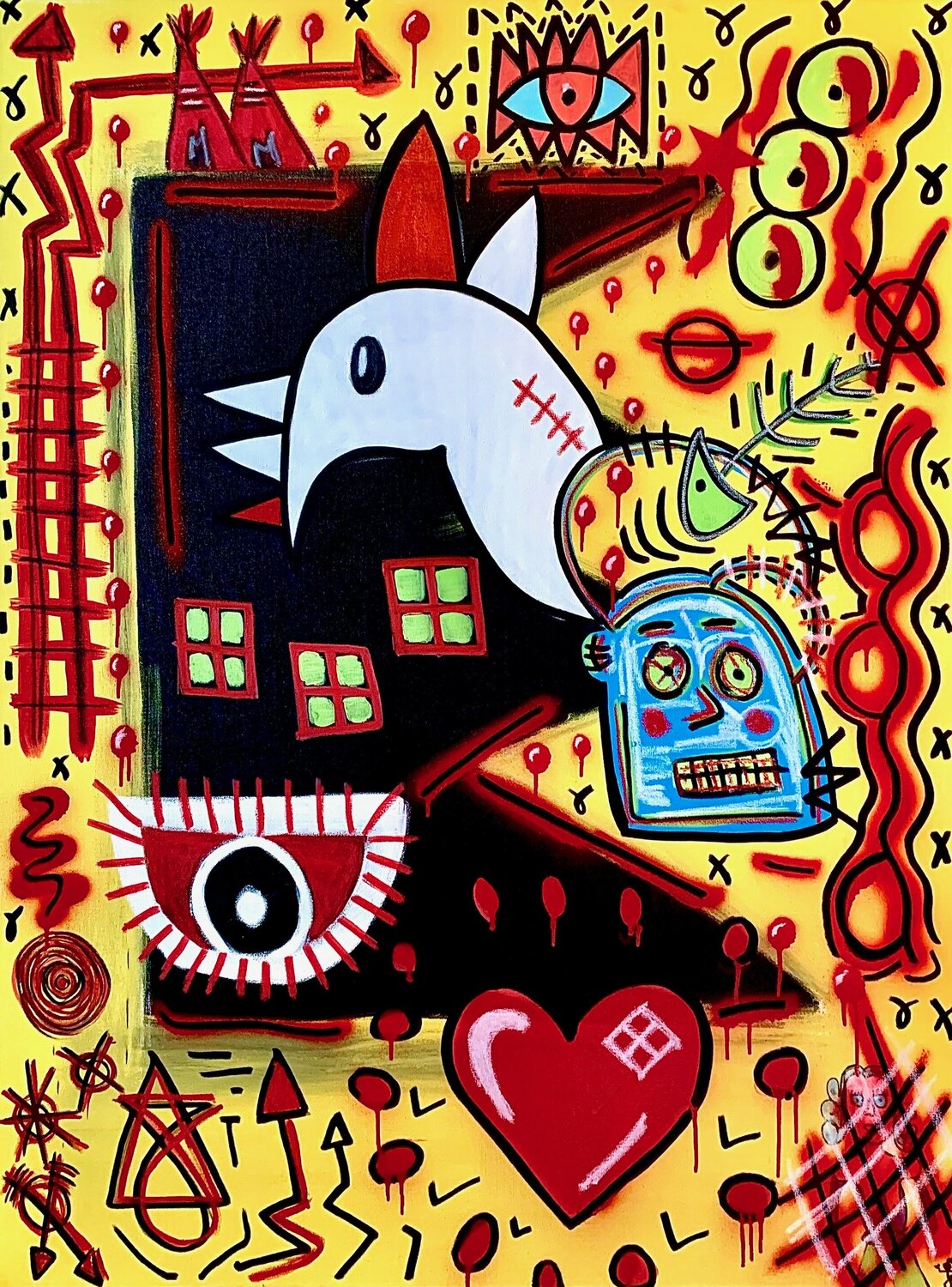 YEAR OF THE ROOSTER Virginia Valère Original painting for sale