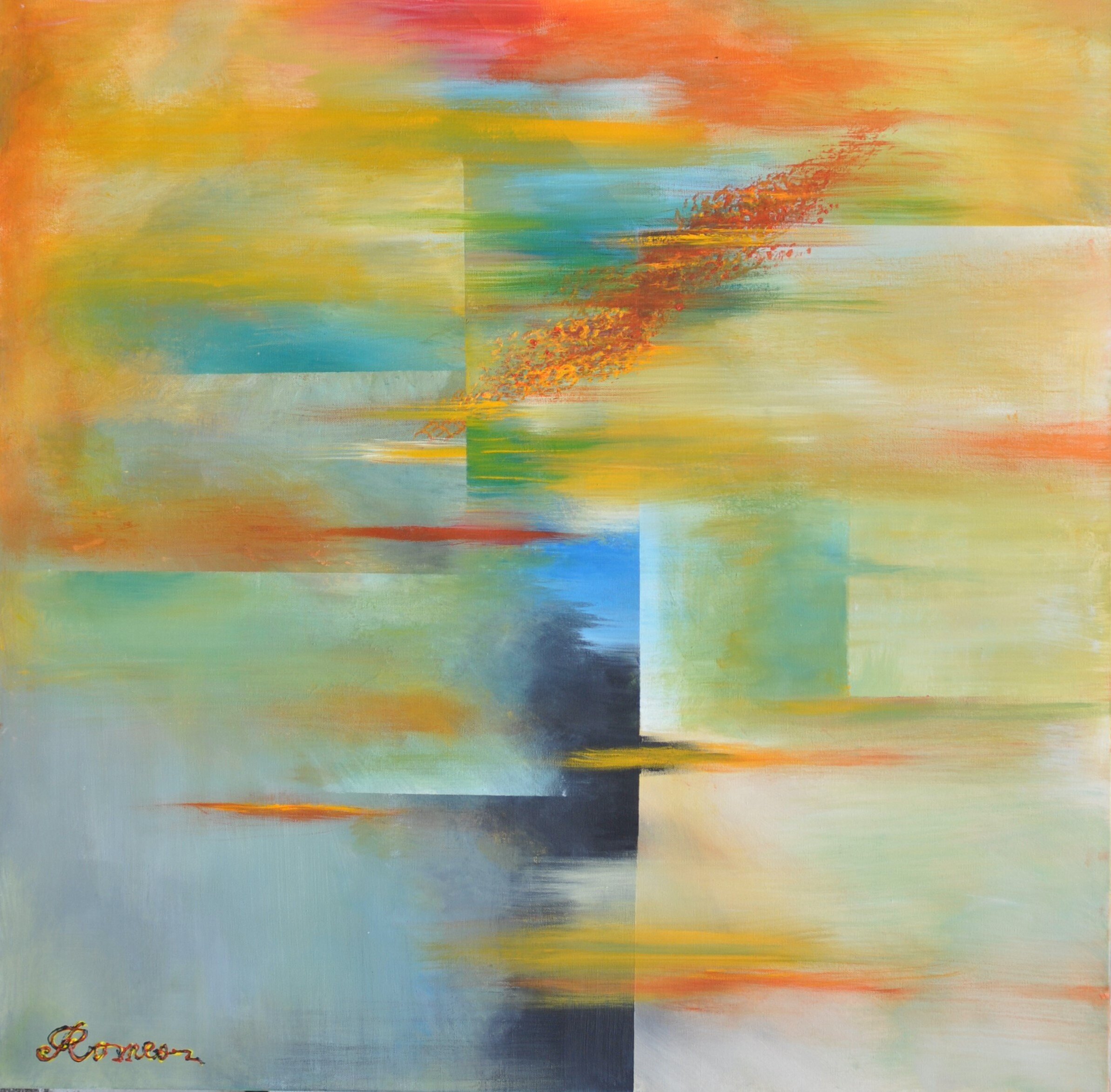 Friendly, acrylic on canvas, 91.5x91.5x4 cm, SKU 1075