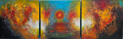 Summer Rhapsody, the meaning of silence, perfect season, Acrylic on canvas, 24x72 inch, 61.5x184.5 cm SKU 1143 von Romeo Dobrota, Malerei kaufen auf Select