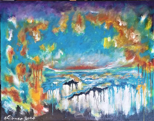 Summer is Crying, Why?, L'été pleure, pourquoi ?, acrylique sur toile, acrylic on canvas, 30x40 inch, 76x101.5 cm, SKU SKU 1202 by Romeo Dobrota, Painting for Sale on Select