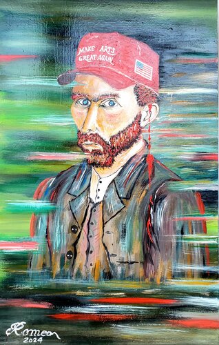 Eternal Van Gogh, Make arts great again, oil on plywood, 30x48 inch, 76x122 cm, SKU 3064 von Romeo Dobrota, Malerei kaufen auf Select
