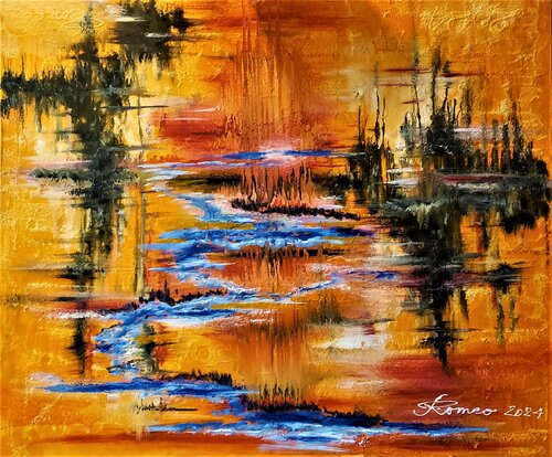 Superb Reflection Astral Autumn, oil on canvas, 30x36 inch, 76.5x91.5 cm, SKU 3084 von Romeo Dobrota, Malerei kaufen auf Select