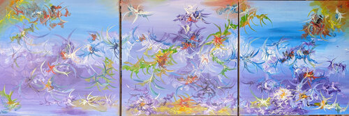Violet Energy, acrylic on canvas24x72 inch, 61.5x184.5 cm, SKU 1203 von Romeo Dobrota, Malerei kaufen auf Select
