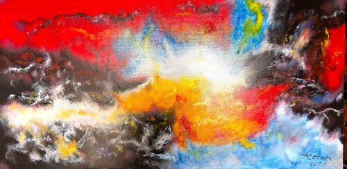 Interconnection of colors in Universe, oil on canvas, 24x48 inch, 61.25x122.5 cm, SKU 3095 von Romeo Dobrota, Malerei kaufen auf Select