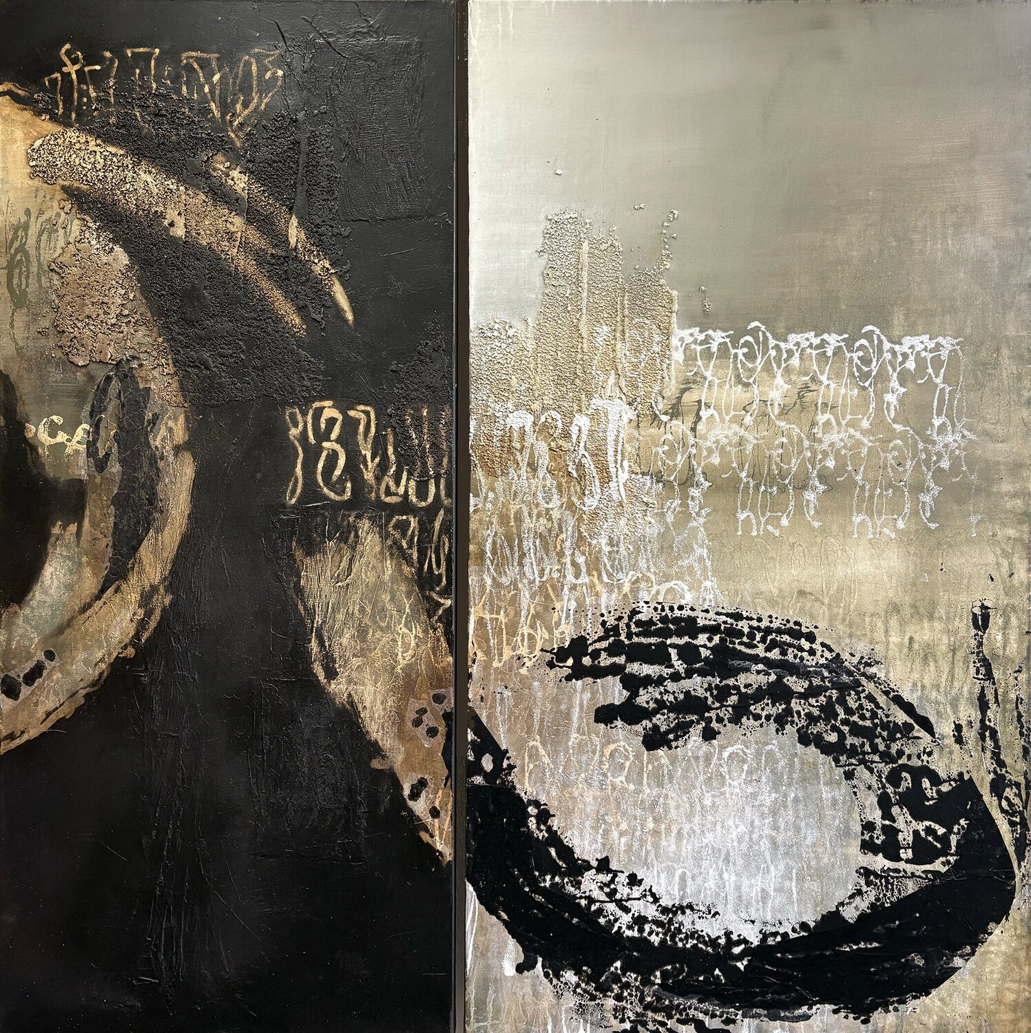 Moon-dance (Dyptichon) Carole Kohler Original painting for sale