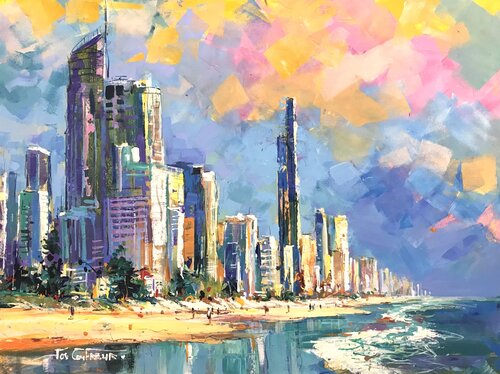 Surfers Paradise - Australia von Jos Coufreur, Malerei kaufen auf Select