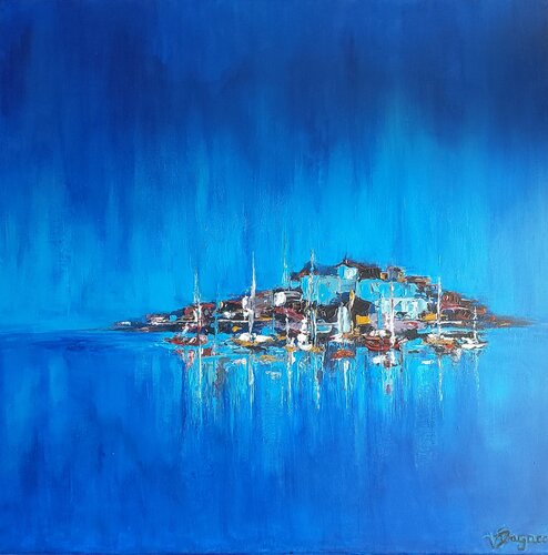 Crépuscule sur la baie de Calvi by Valerie Dragacci, Painting for Sale on Select