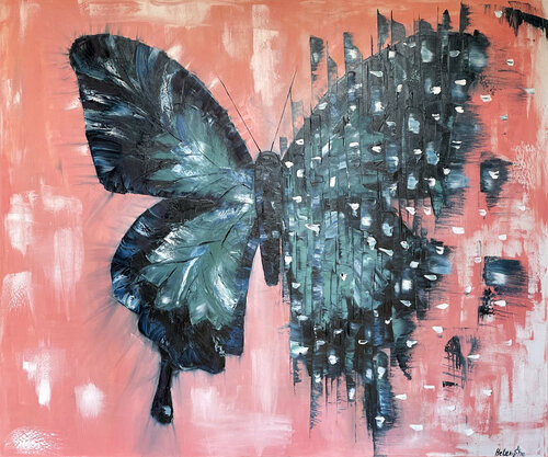 MATRIX BUTTERFLY ROSA by Helen She, Painting for Sale on Select