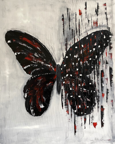 BUTTERFLY MATRIX MONOCHROM by Helen She, Painting for Sale on Select