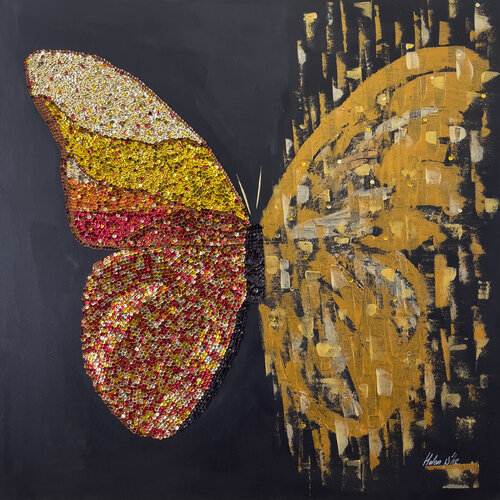 Butterfly Matrix Elegance by Helen She, Painting for Sale on Select