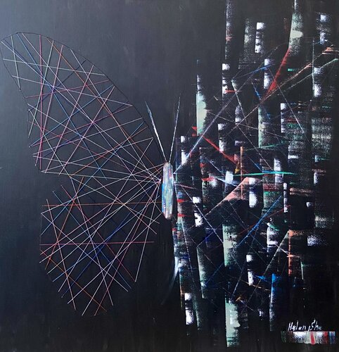 BUTTERFLY MATRIX GEOMETRIC by Helen She, Painting for Sale on Select