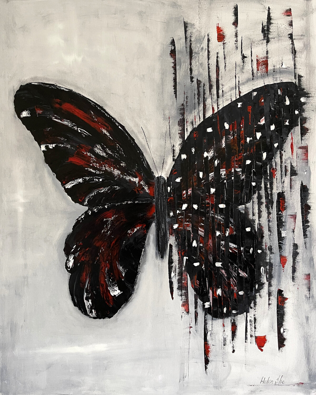 BUTTERFLY MATRIX MONOCHROM Helen She Original painting for sale